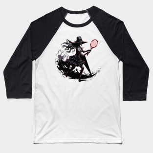 Gothic Witch Tennis - Halloween Design Baseball T-Shirt